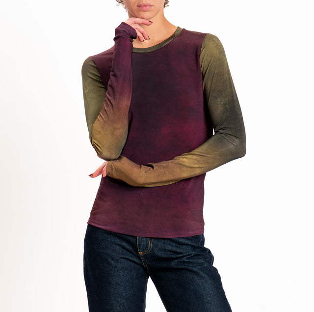 Motel-T-shirt fantasia sfumata - prugna/olio