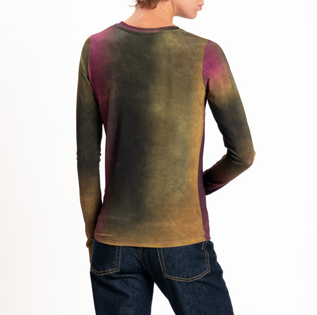 Motel-T-shirt fantasia sfumata - prugna/olio