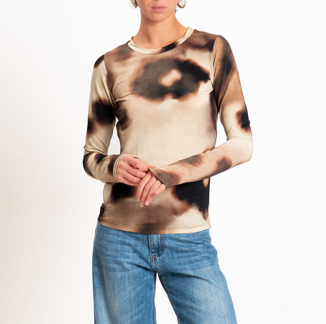 Motel jersey T-shirt with shaded print - dark brown/beige