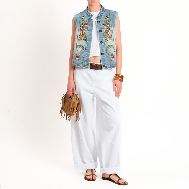 Motel-Pantalone barrel elastico dietro - bianco