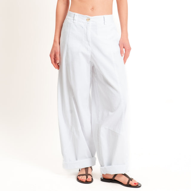Motel-Pantalone barrel elastico dietro - bianco
