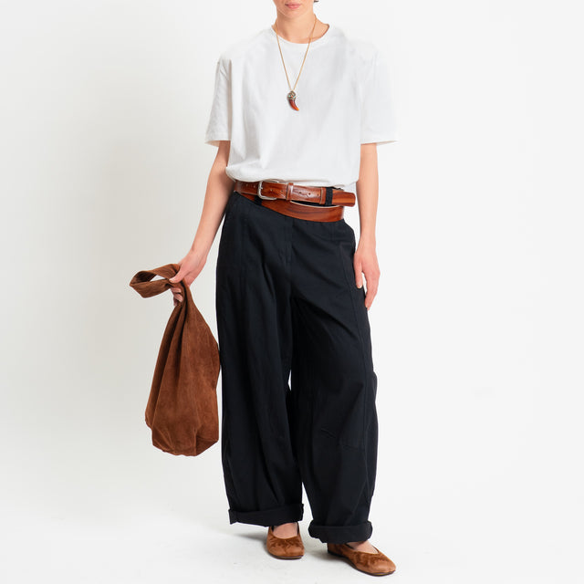 Motel-Pantalone barrel elastico dietro - nero