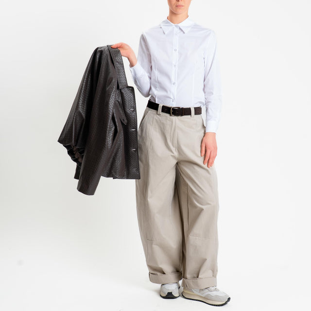 Motel-Pantalone barrel elastico dietro - beige