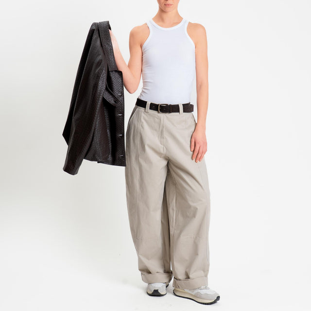 Motel-Pantalone barrel elastico dietro - beige