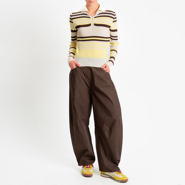 Motel-Pantalone barrel elastico dietro - caffe'