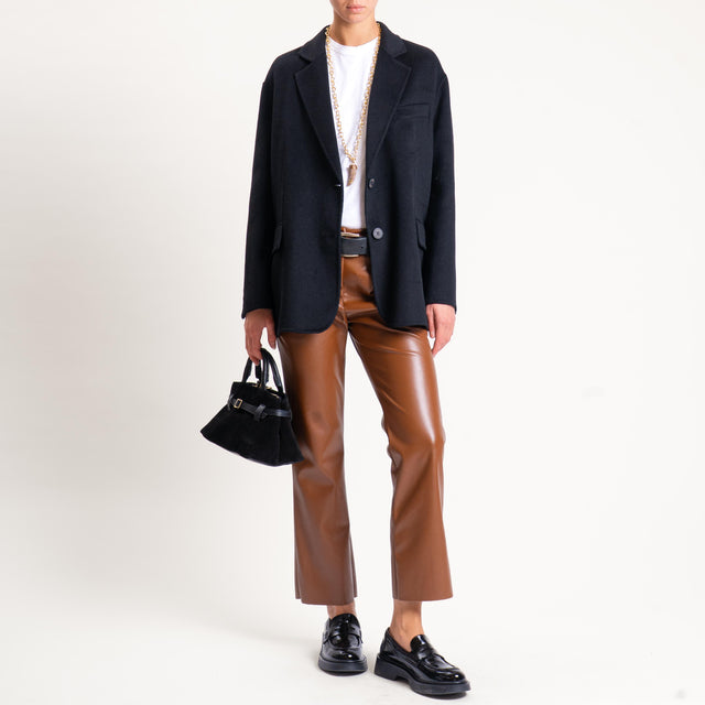Motel-Pantalone straight similpelle - cuoio