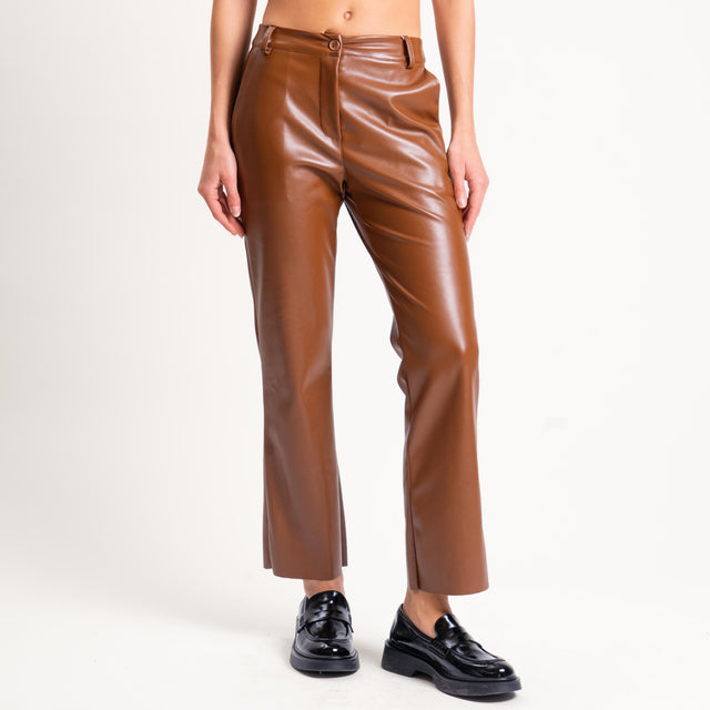 Motel-Pantalone straight similpelle - cuoio