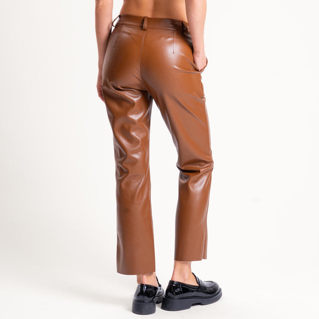 Motel-Pantalone straight similpelle - cuoio