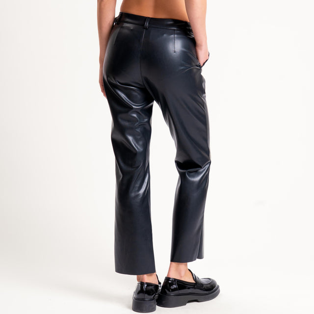 Motel-Pantalone straight similpelle - nero