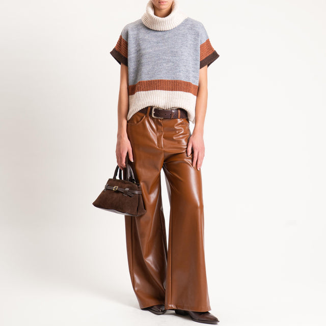Motel-Pantalone similpelle wide leg - cuoio