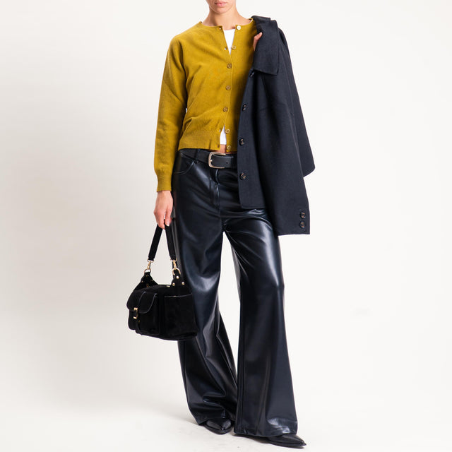 Motel-Pantalone similpelle wide leg - nero