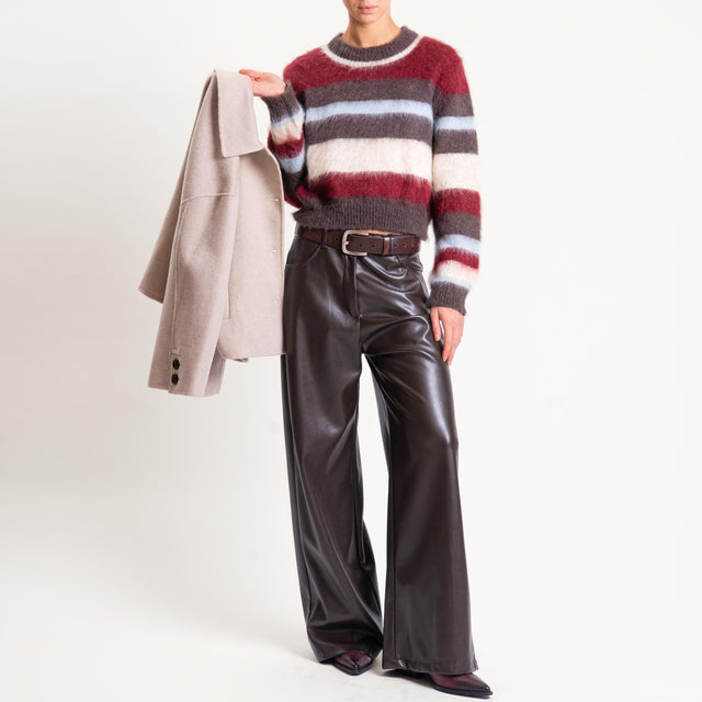 Motel-Pantalone similpelle wide leg - moro