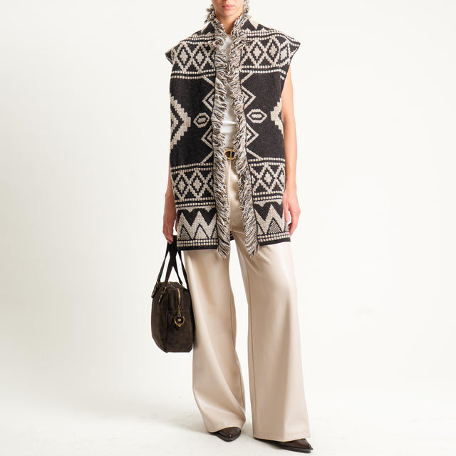 Motel-Pantalone similpelle wide leg - burro