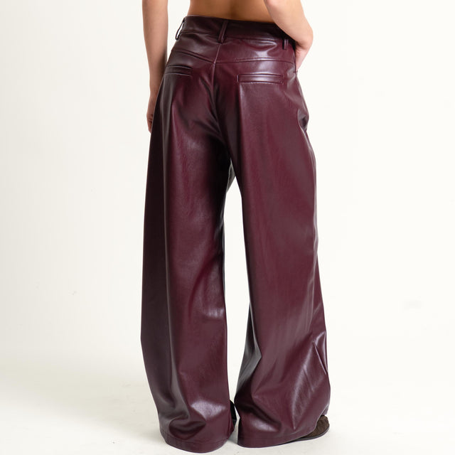 Motel-Pantalone similpelle wide leg - ginger