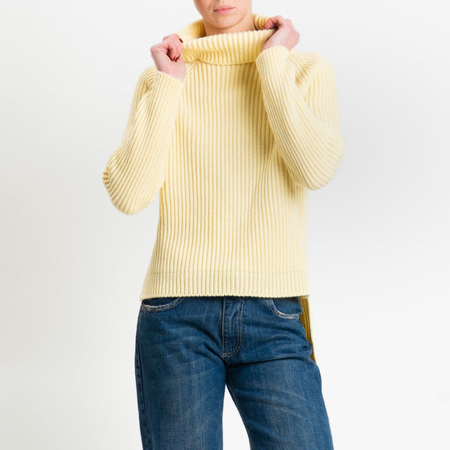 Motel-Maglia collo alto costa inglese spacchi late - giallo