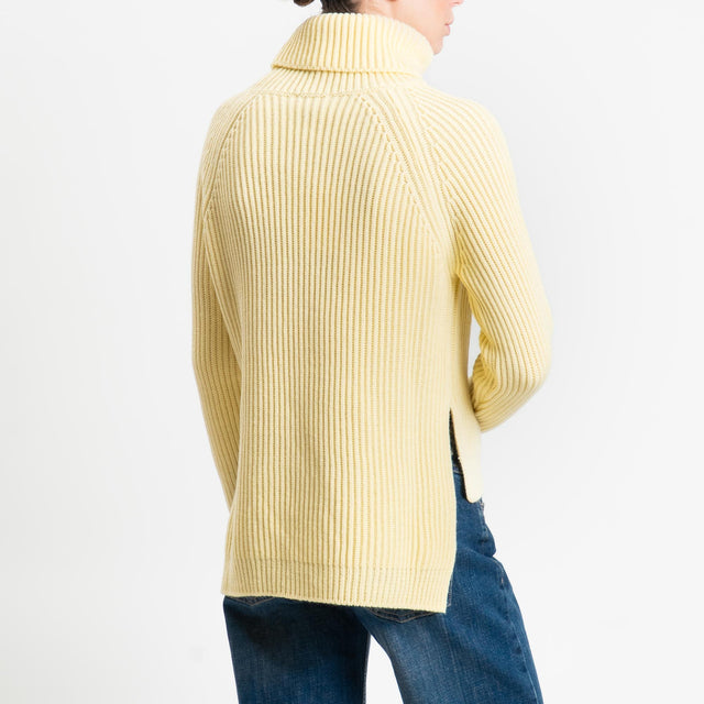 Motel-Maglia collo alto costa inglese spacchi late - giallo