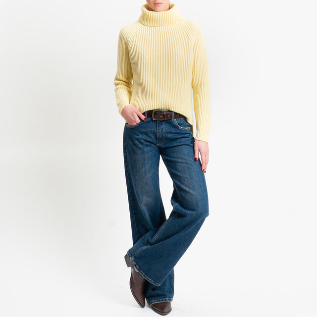 Motel-Maglia collo alto costa inglese spacchi late - giallo