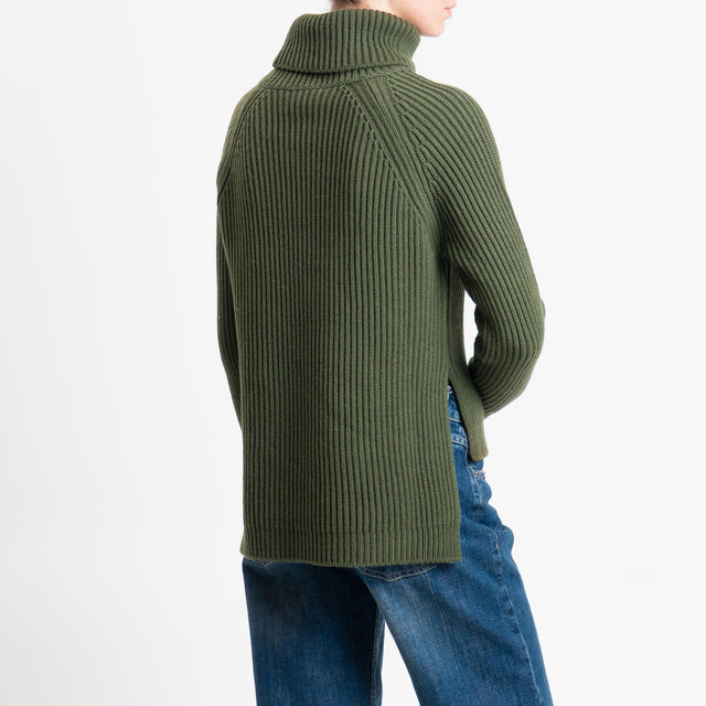 Motel-Maglia collo alto costa inglese spacchi late - militare