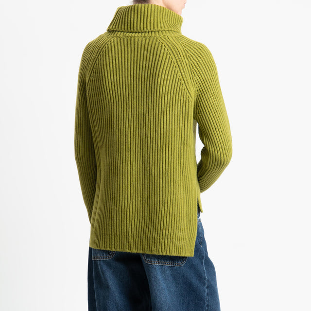 Motel-Maglia collo alto costa inglese spacchi laterali - olio