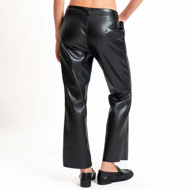 Motel-Pantalone similpelle trombetta - nero