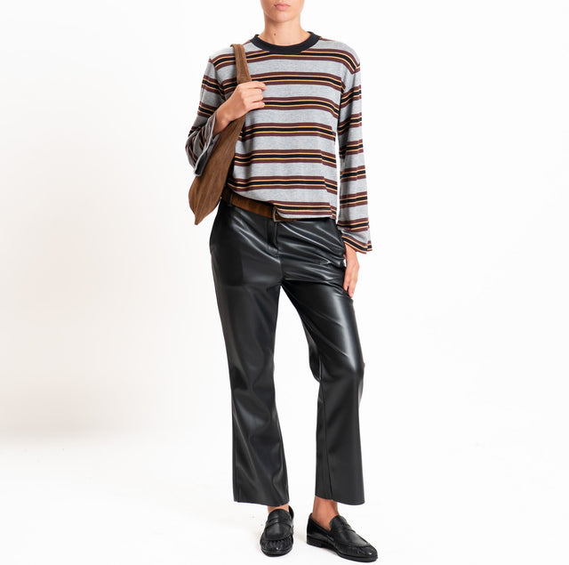 Motel-Pantalone similpelle trombetta - nero