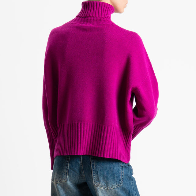 Motel-Maglia scatola collo alto bordi a coste - malva