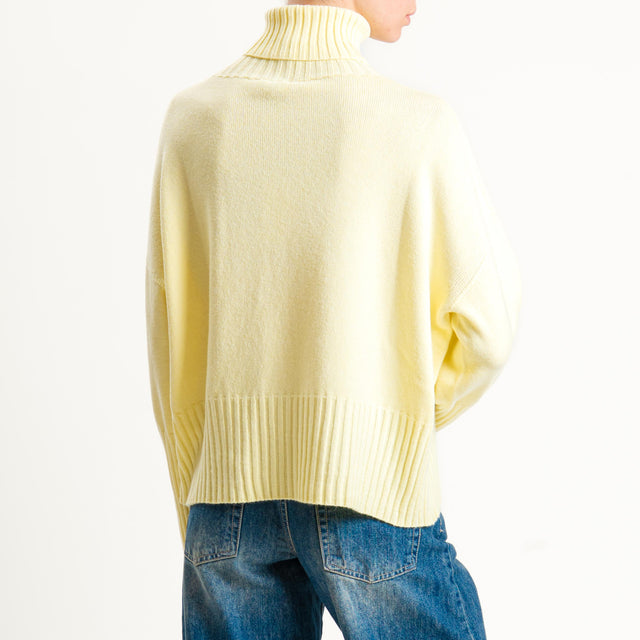 Motel-Maglia scatola collo alto bordi a coste - giallo