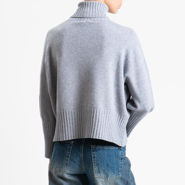 Motel-Maglia scatola collo alto bordi a coste - grigio chiaro