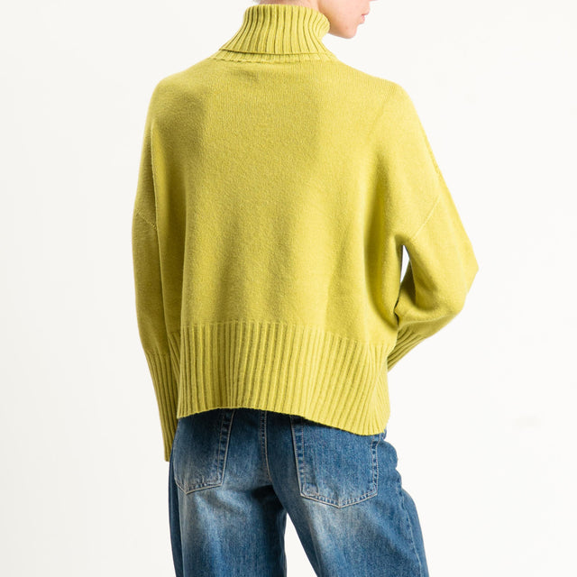 Motel-Maglia scatola collo alto bordi a coste - olio