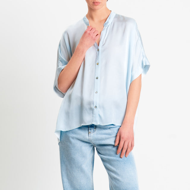 Motel-Camicia collo coreana manica scesa in satin - nuvola