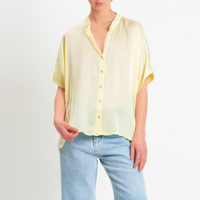 Motel-Camicia collo coreana manica scesa in satin - mimosa