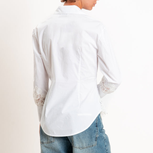 Motel-Camicia chiusura asimmetrica con pizzo - Bianco