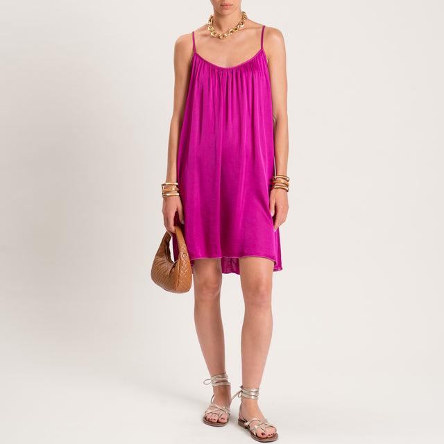 Motel-Abito satin corto bretelle regolabili - berry