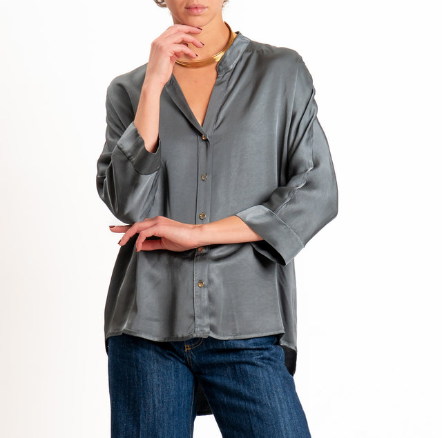 Motel-Camicia in satin collo coreana - piombo