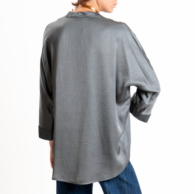Motel-Camicia in satin collo coreana - piombo