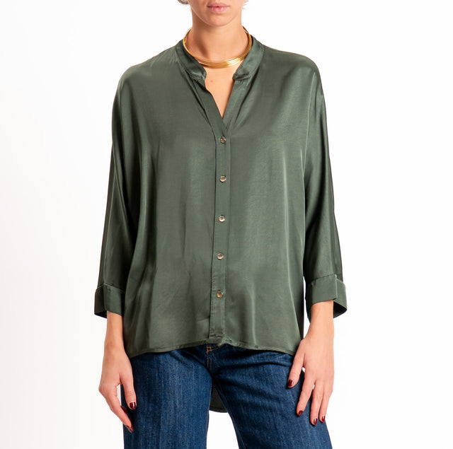 Motel-Camicia in satin collo coreana - militare