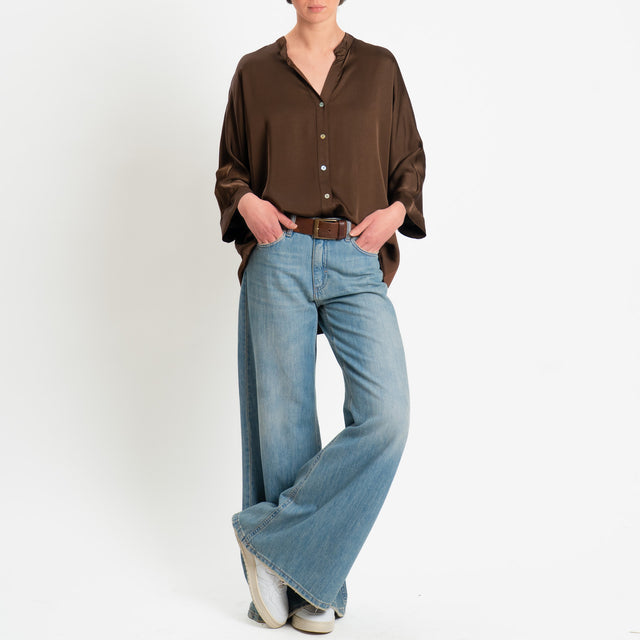 Motel-Camicia collo coreana over in satin - caffe'