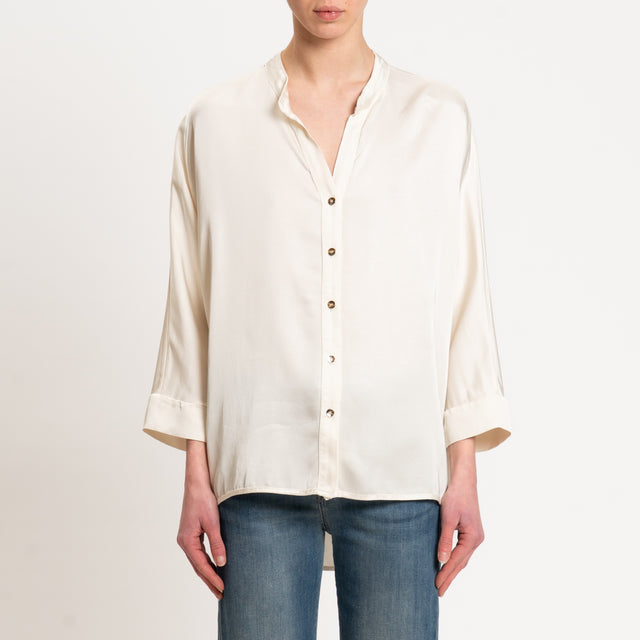 Motel-Camicia satin bottoni dorati - burro
