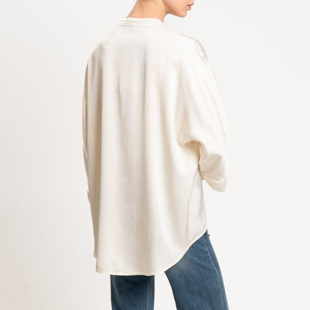 Motel-Camicia satin bottoni dorati - burro