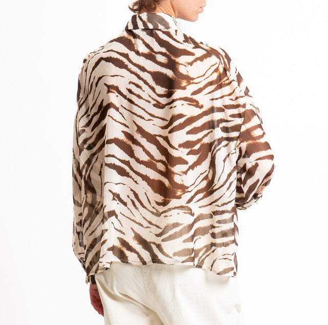 Motel-Camicia fantasia con fiocco - zebrato burro/moro