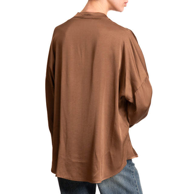 Motel-Camicia satin collo coreana - mandorla