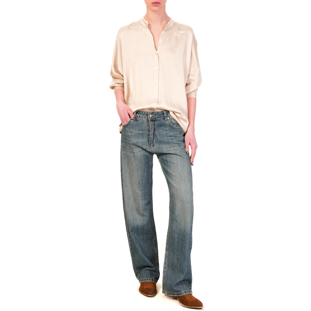 Camisa Motel-Satin con cuello coreano - Polvo