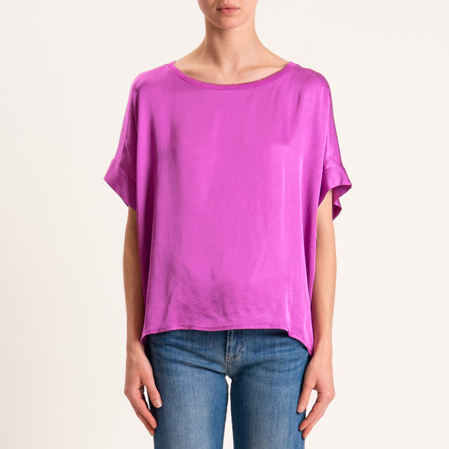 Motel-Blusa satin collo lurex - azalea