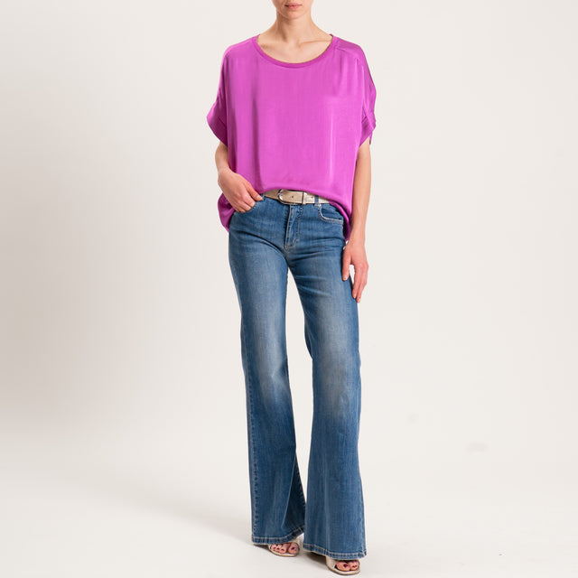Motel-Blusa satin collo lurex - azalea