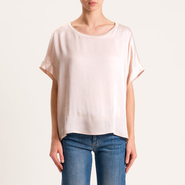 Motel-Blusa satin collo lurex - cipria