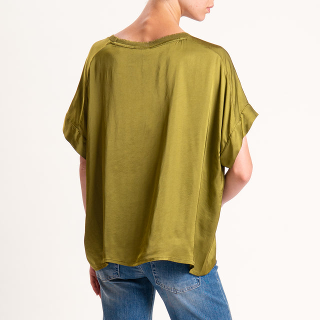 Motel-Blusa satin collo lurex - olio