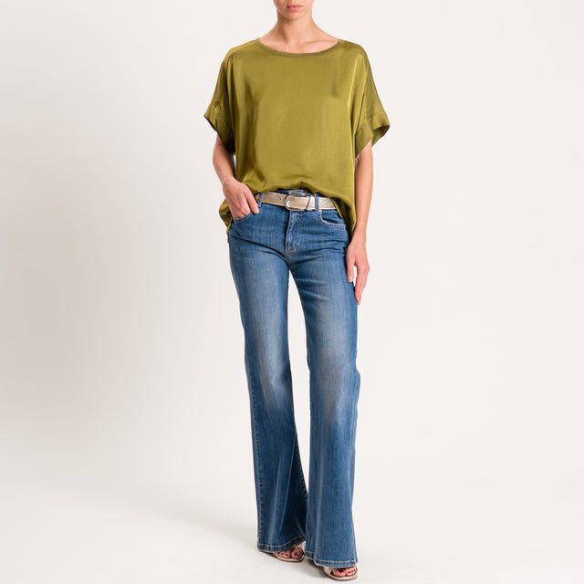 Blusa Motel-Satin con cuello de lúrex - color petróleo