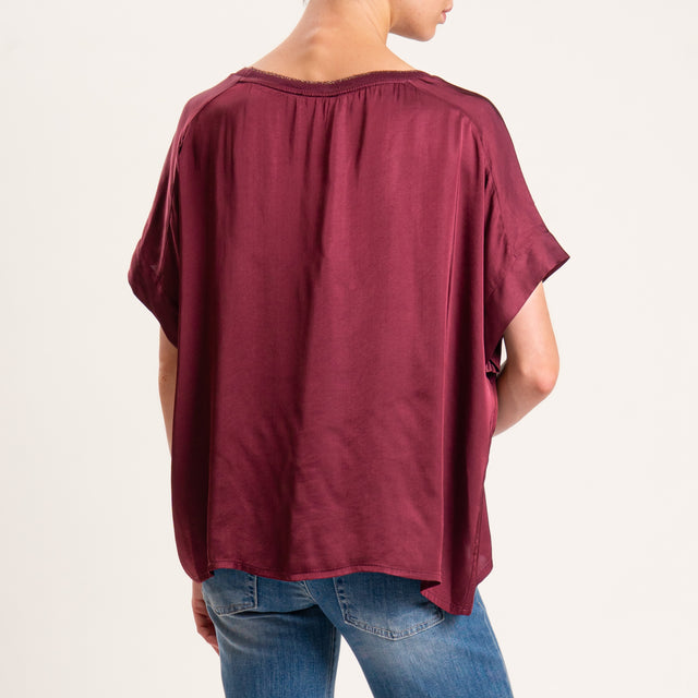Motel-Blusa satin collo lurex - vino
