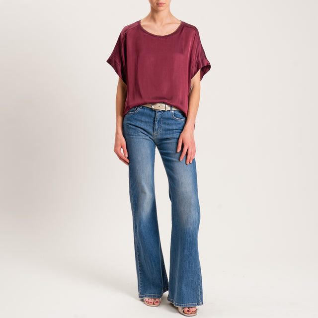 Motel-Blusa satin collo lurex - vino