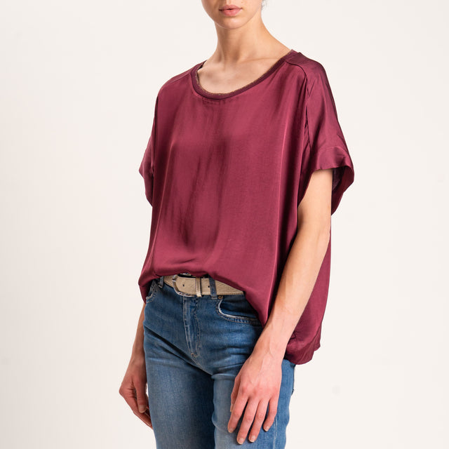 Motel-Blusa satin collo lurex - vino